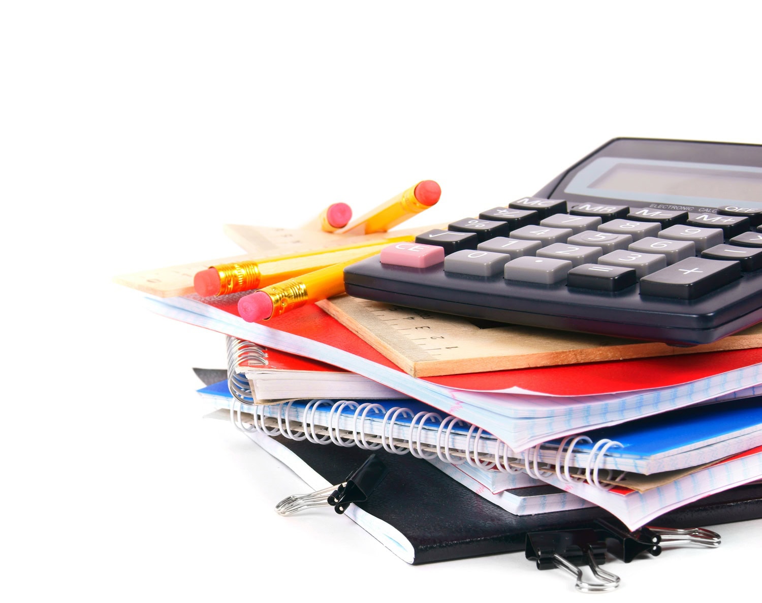 Archivos de contabilidad y calculadora para servicios de auditoría y asesoría fiscal.